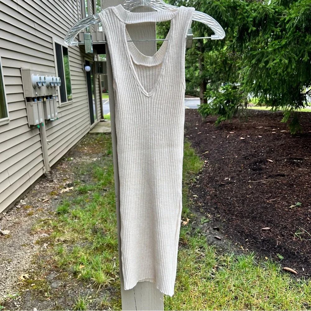 Windsor Cream Ribbed Midi Dress - Picture 2 of 3